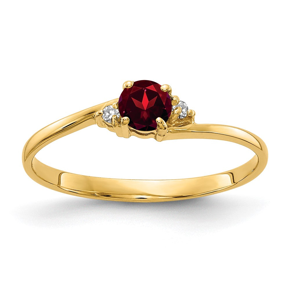 14k Garnet A Diamond ring