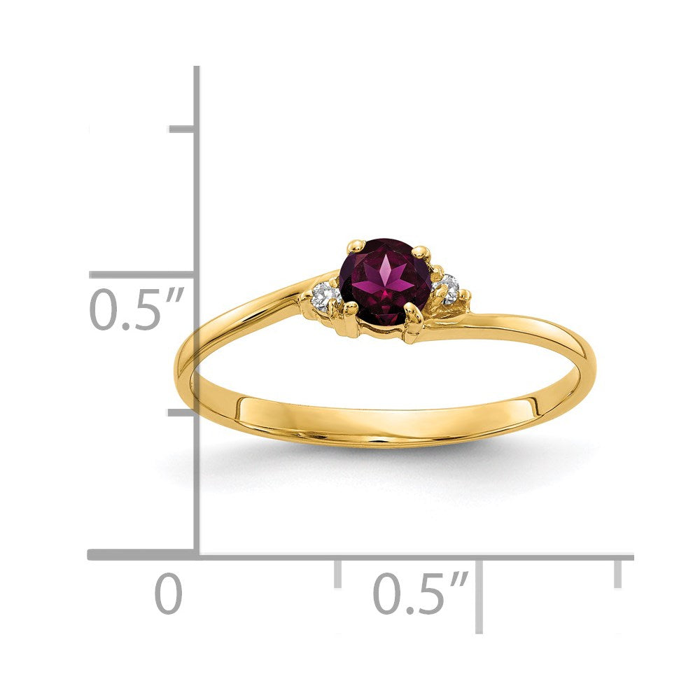 14k Rhodolite Garnet A Diamond ring