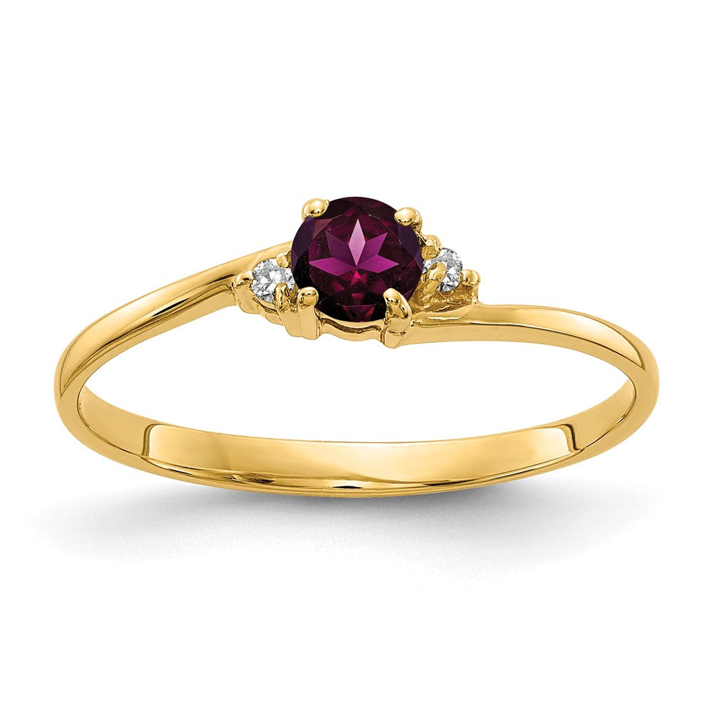14k Rhodolite Garnet A Diamond ring