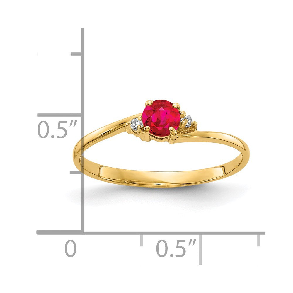 14k Round Ruby and AA Diamond Ring