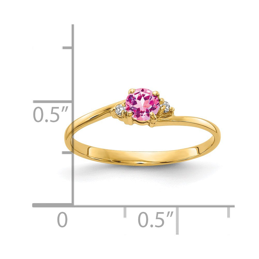14k Round Pink Sapphire and AAA Diamond Ring