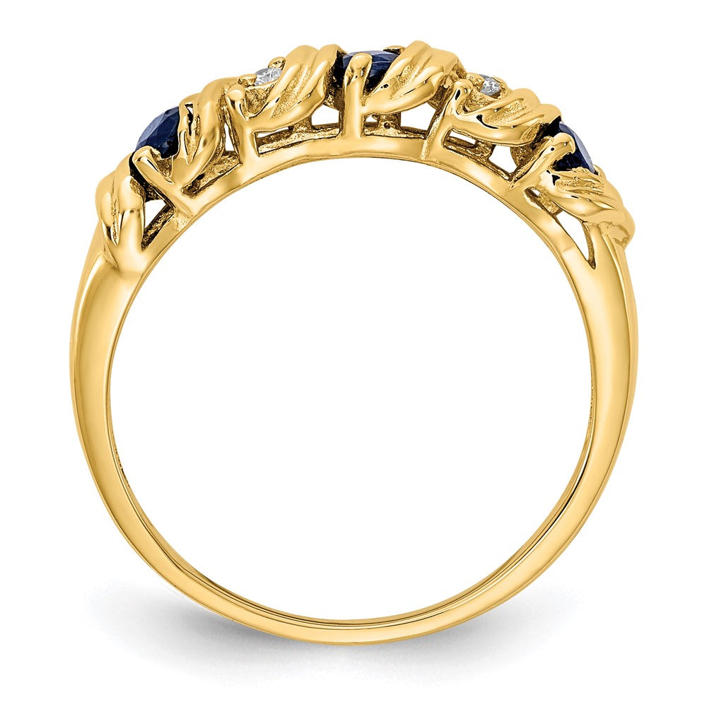 14k Blue Sapphire and A Diamond Twist Ring