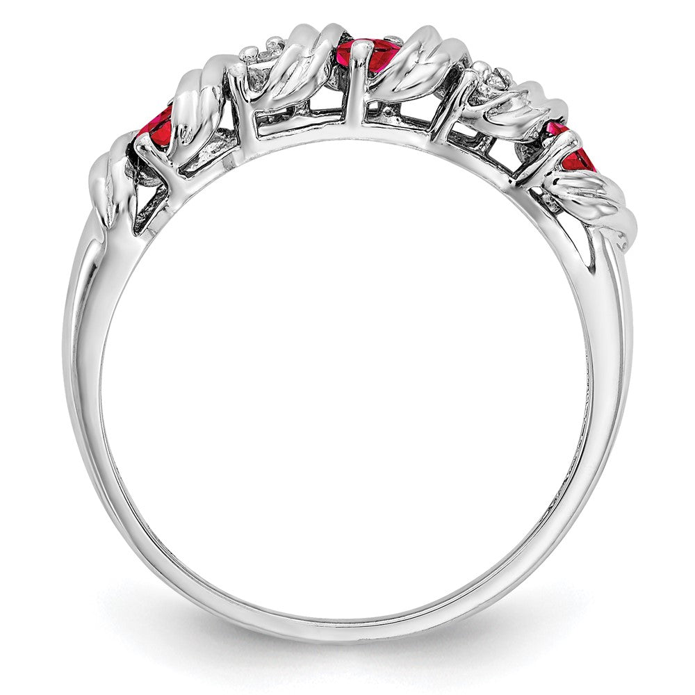 14k White Gold Ruby and A Diamond Twist Ring