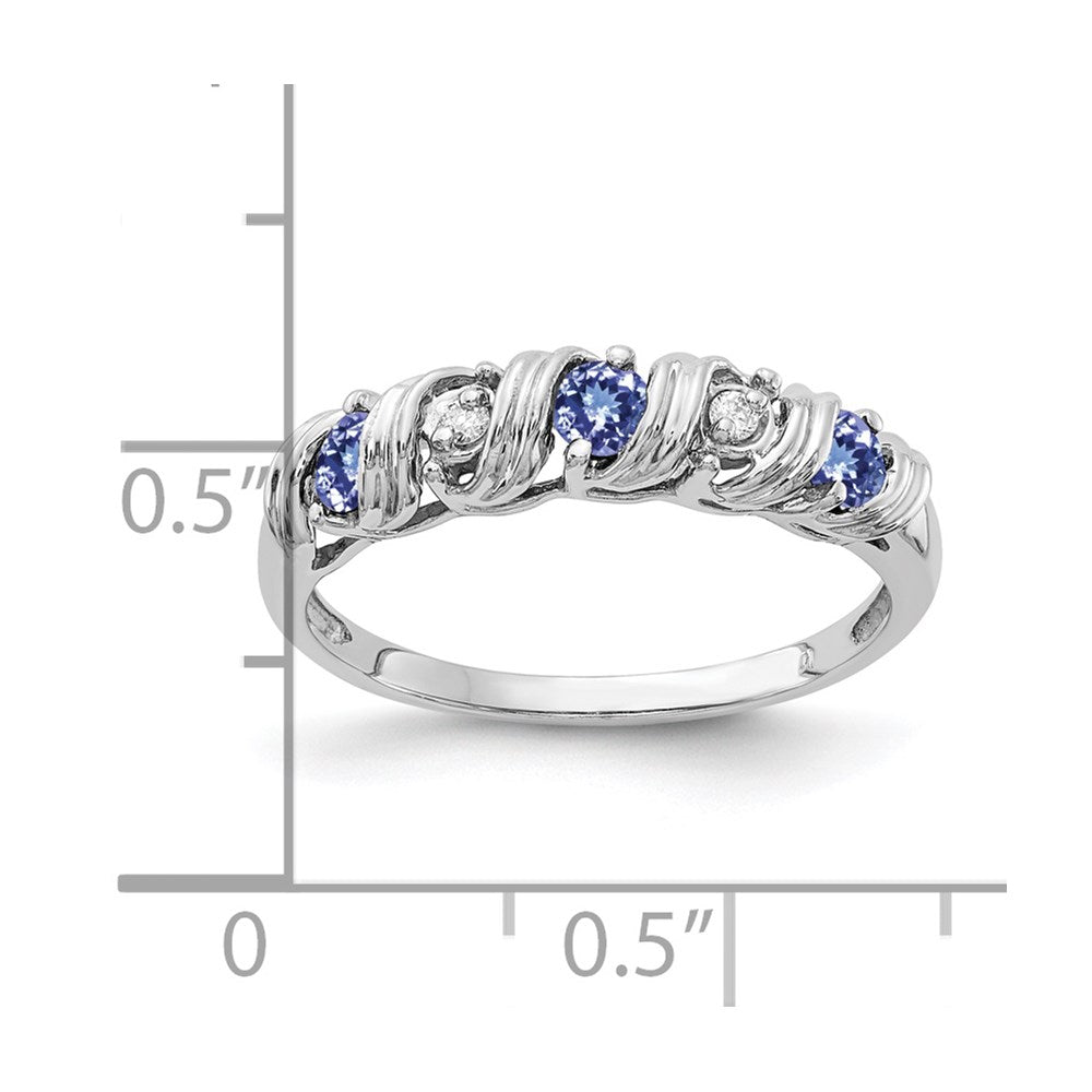 14k White Gold Round Tanzanite and VS Diamond Twist Ring