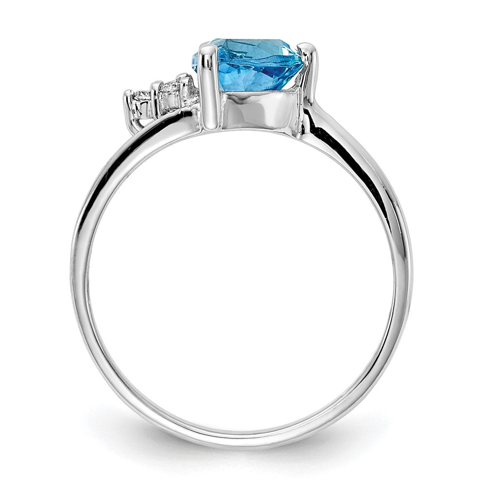14k White Gold Trillion Blue Topaz and A Diamond Ring