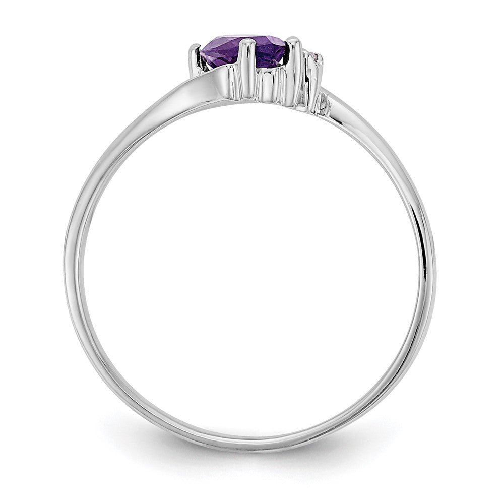 14k White Gold 7x Marquise Amethyst AA Diamond ring