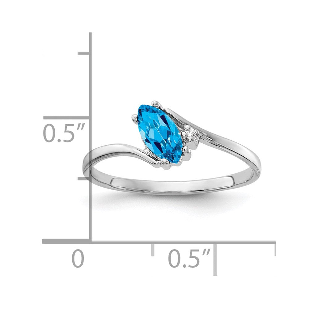 14k White Gold 7x Marquise Blue Topaz A Diamond ring