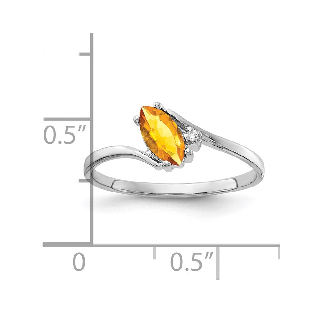 14k White Gold 7x Marquise Citrine VS Diamond ring