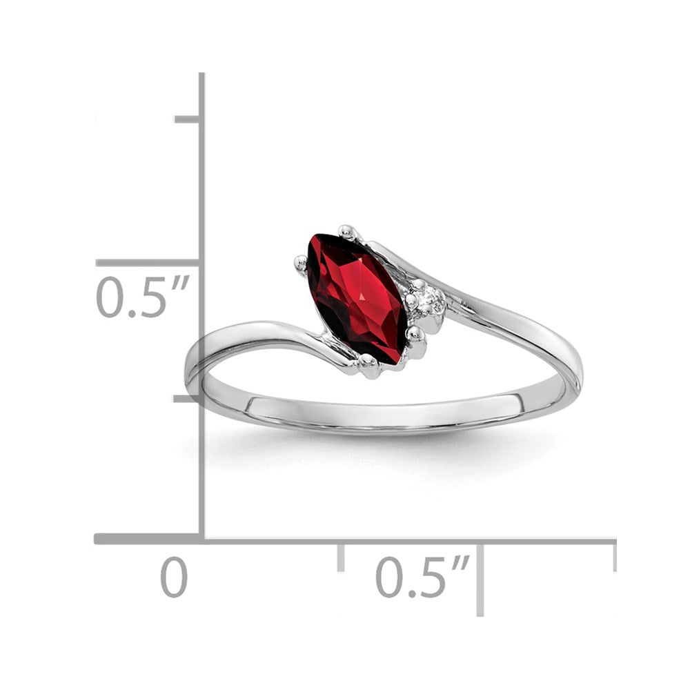 14k White Gold 7x Marquise Garnet A Diamond ring