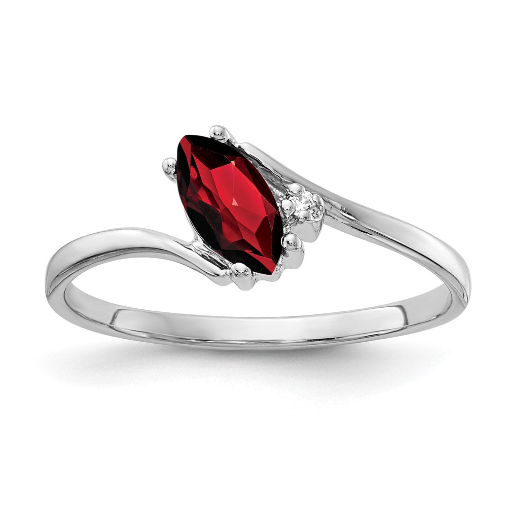 14k White Gold 7x Marquise Garnet A Diamond ring