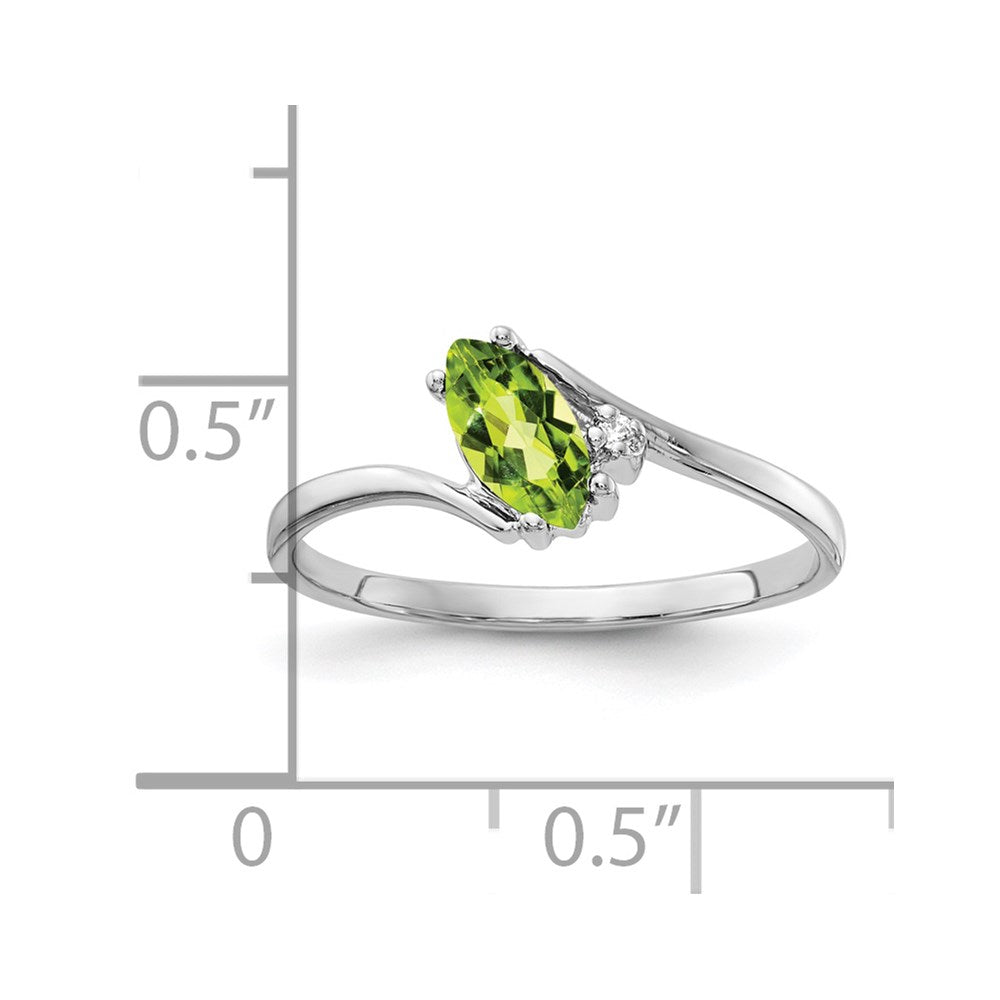 14k White Gold 7x Marquise Peridot A Diamond ring