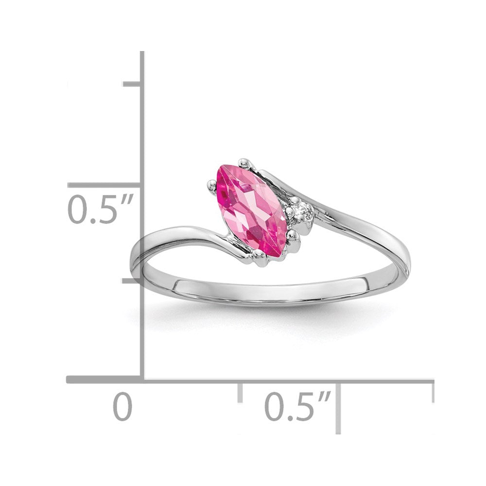 14k White Gold 7x Marquise Pink Tourmaline VS Diamond ring
