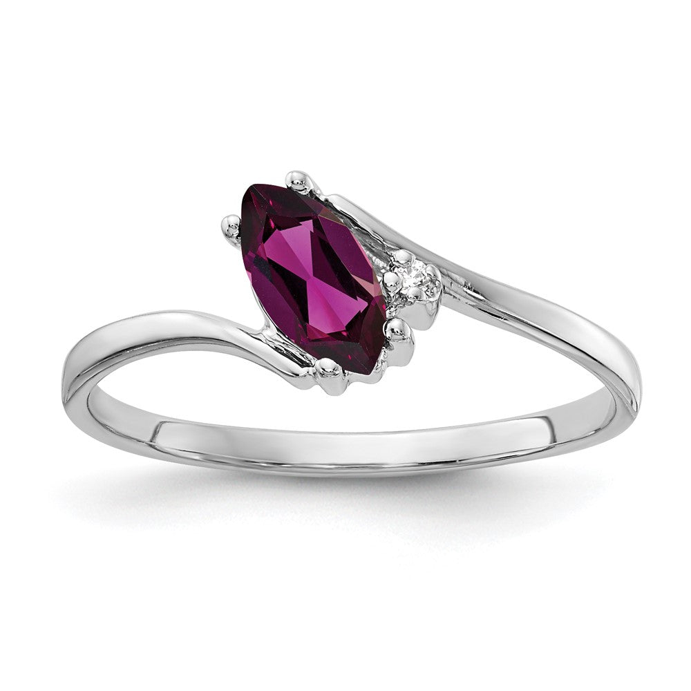 14k White Gold 7x Marquise Rhodolite Garnet VS Diamond ring