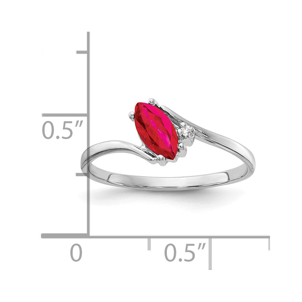 14k White Gold 7x Marquise Ruby VS Diamond ring