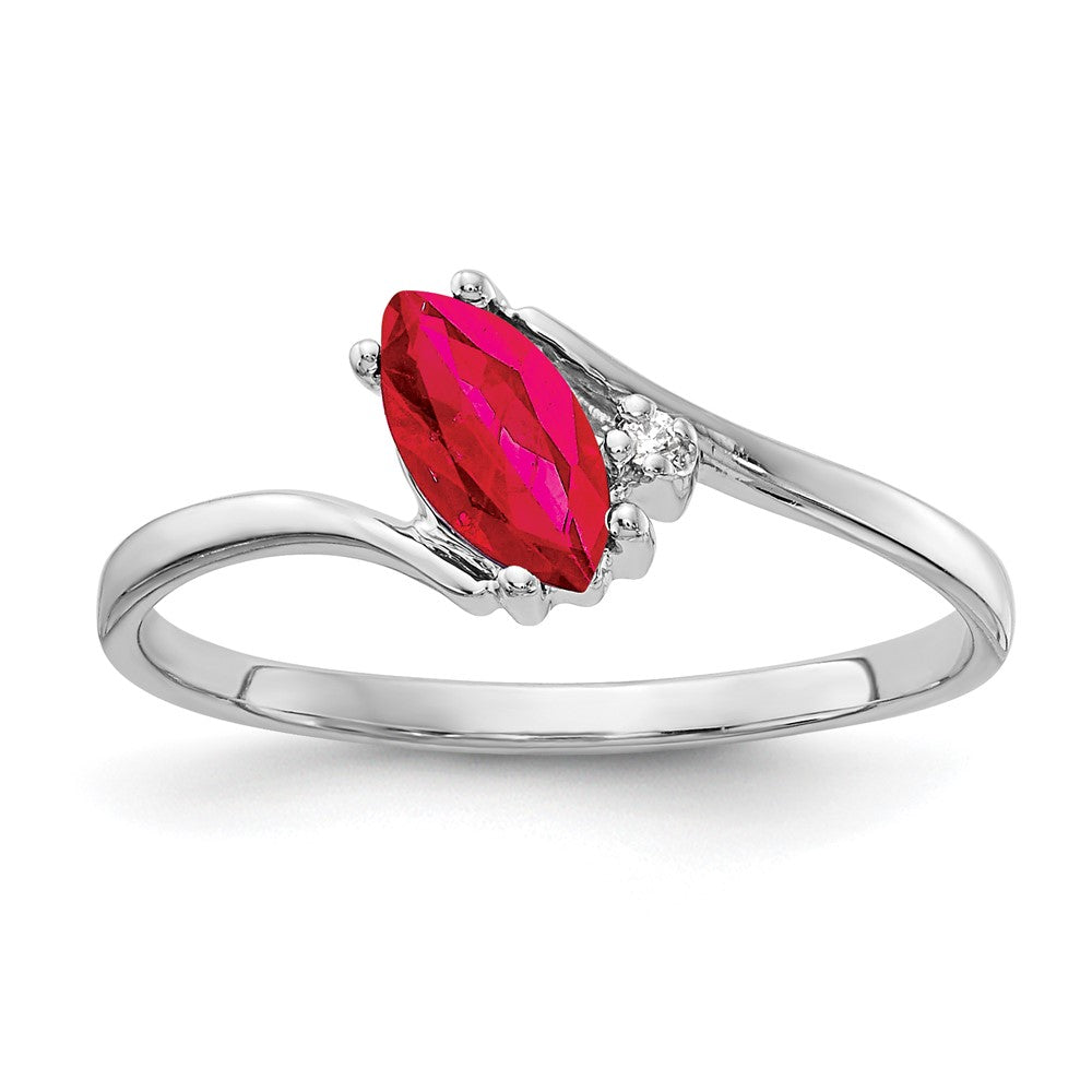 14k White Gold 7x Marquise Ruby AAA Diamond ring