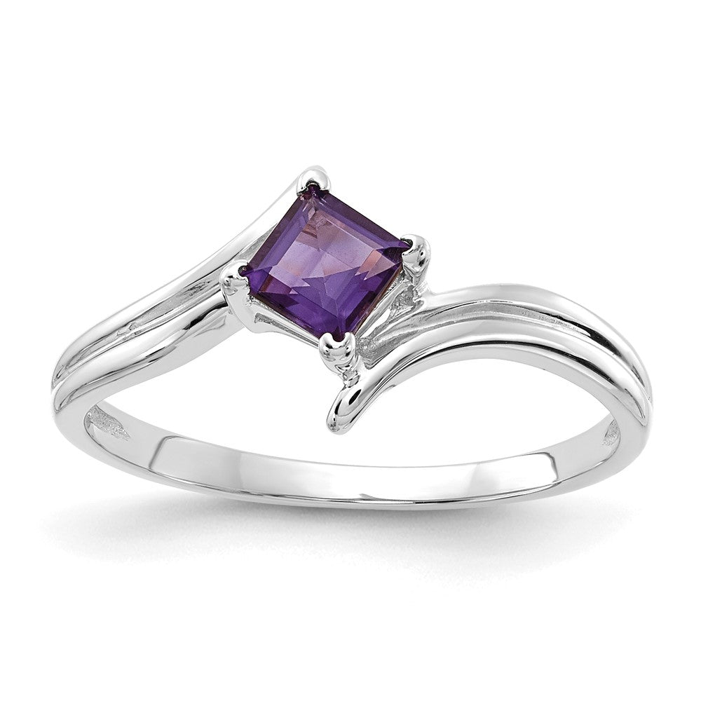 14k White Gold Princess Cut Amethyst ring