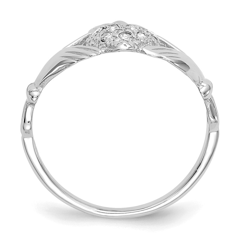 14k White Gold 1/10ct AA Diamond Claddagh Ring