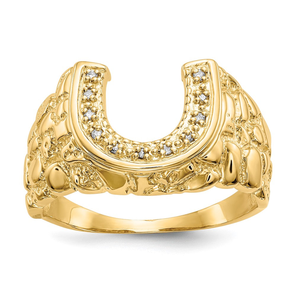 IB Goodman 14k 1/20 carat A Diamond Mens Horseshoe Nugget Ring