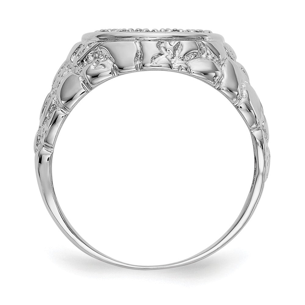 IB Goodman 14k White Gold 1/20 carat AA Diamond Mens Horseshoe Nugget Ring
