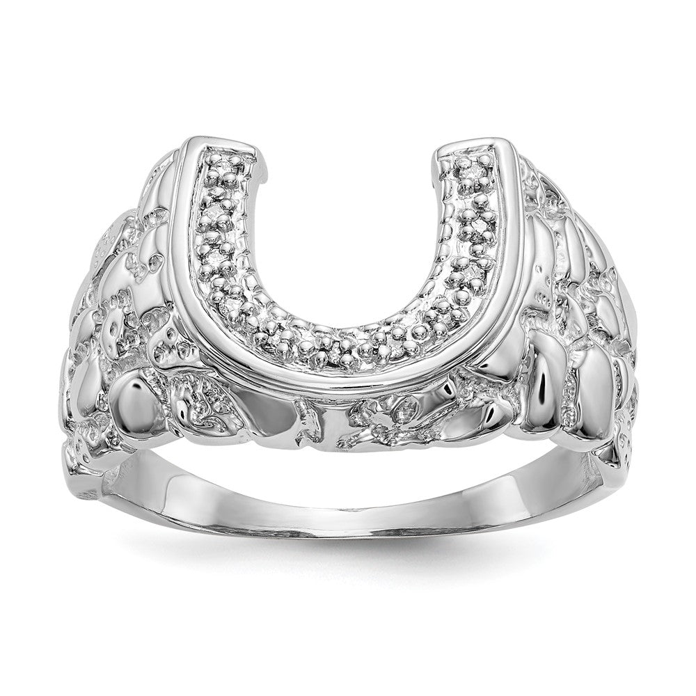 IB Goodman 14k White Gold 1/20 carat VS Diamond Mens Horseshoe Nugget Ring