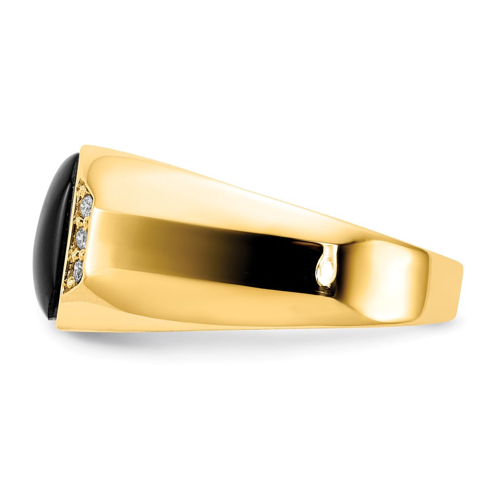 IB Goodman 14k 10x Octagon Onyx and 1/15 carat AA Diamond Mens Ring