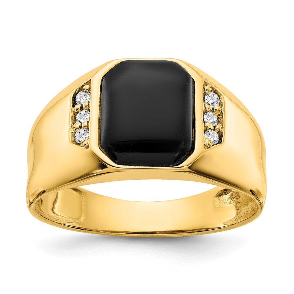 IB Goodman 14k 10x Octagon Onyx and 1/15 carat AA Diamond Mens Ring