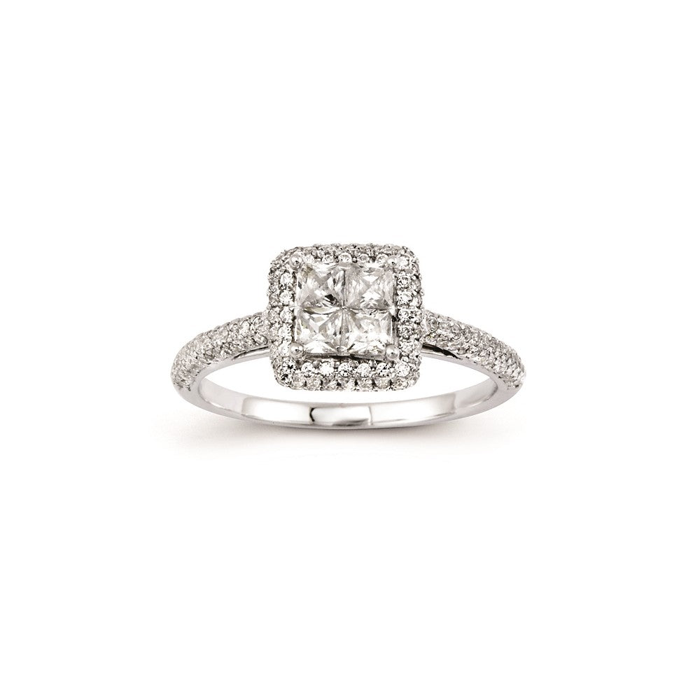 14K White Gold Multi-Stone Diamond Engagement Ring