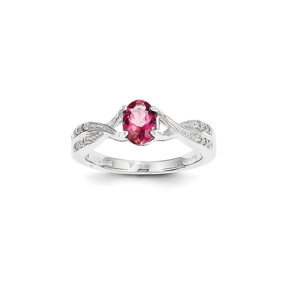 14k White Gold Pink Tourmaline and Diamond Ring