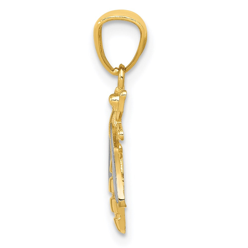 14k and White Rhodium Bee Pendant