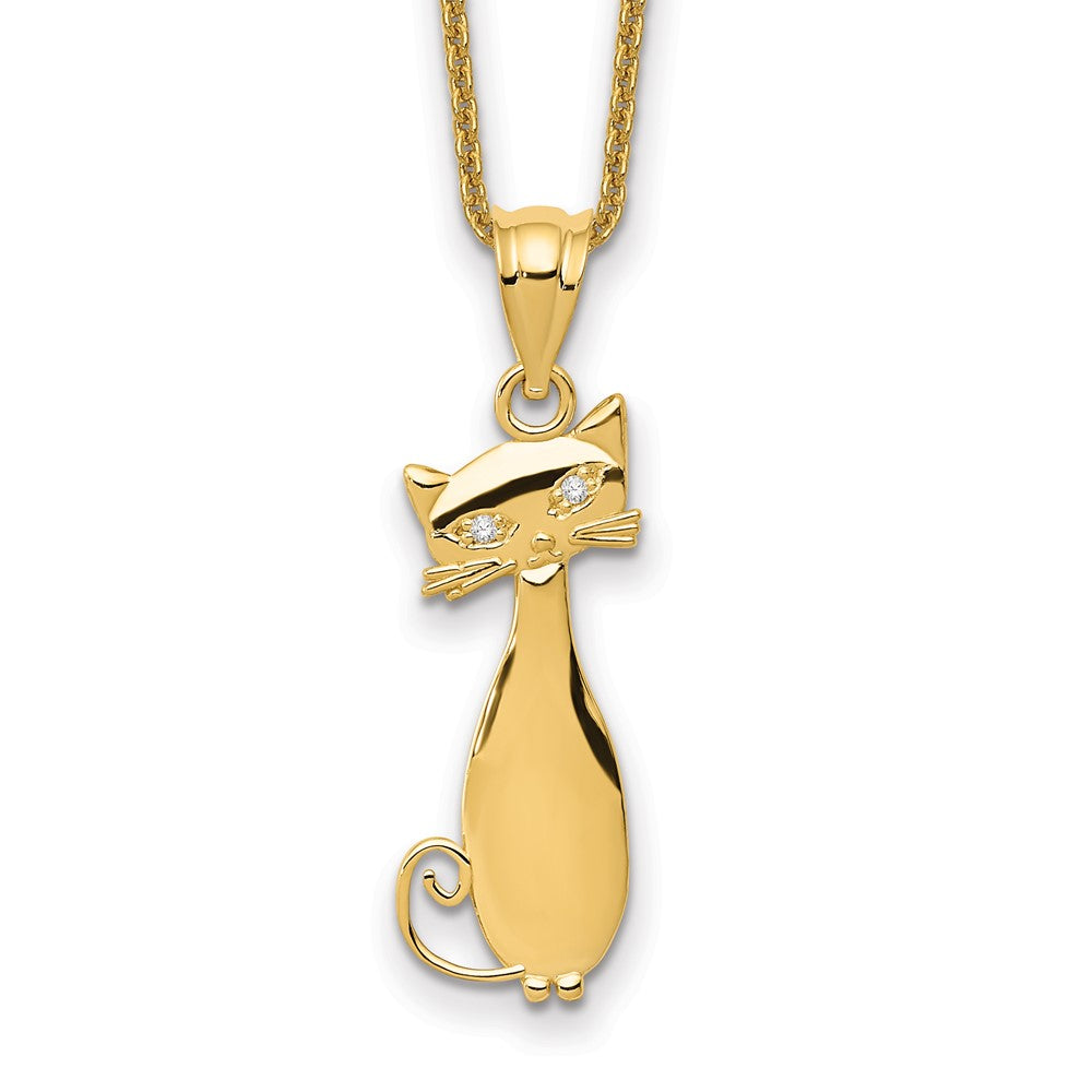 14k .01ct Diamond Cat Necklace