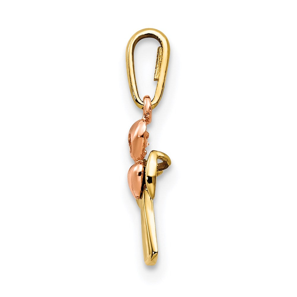 14k Yellow and Rose Gold CZ Cross Heart Pendant