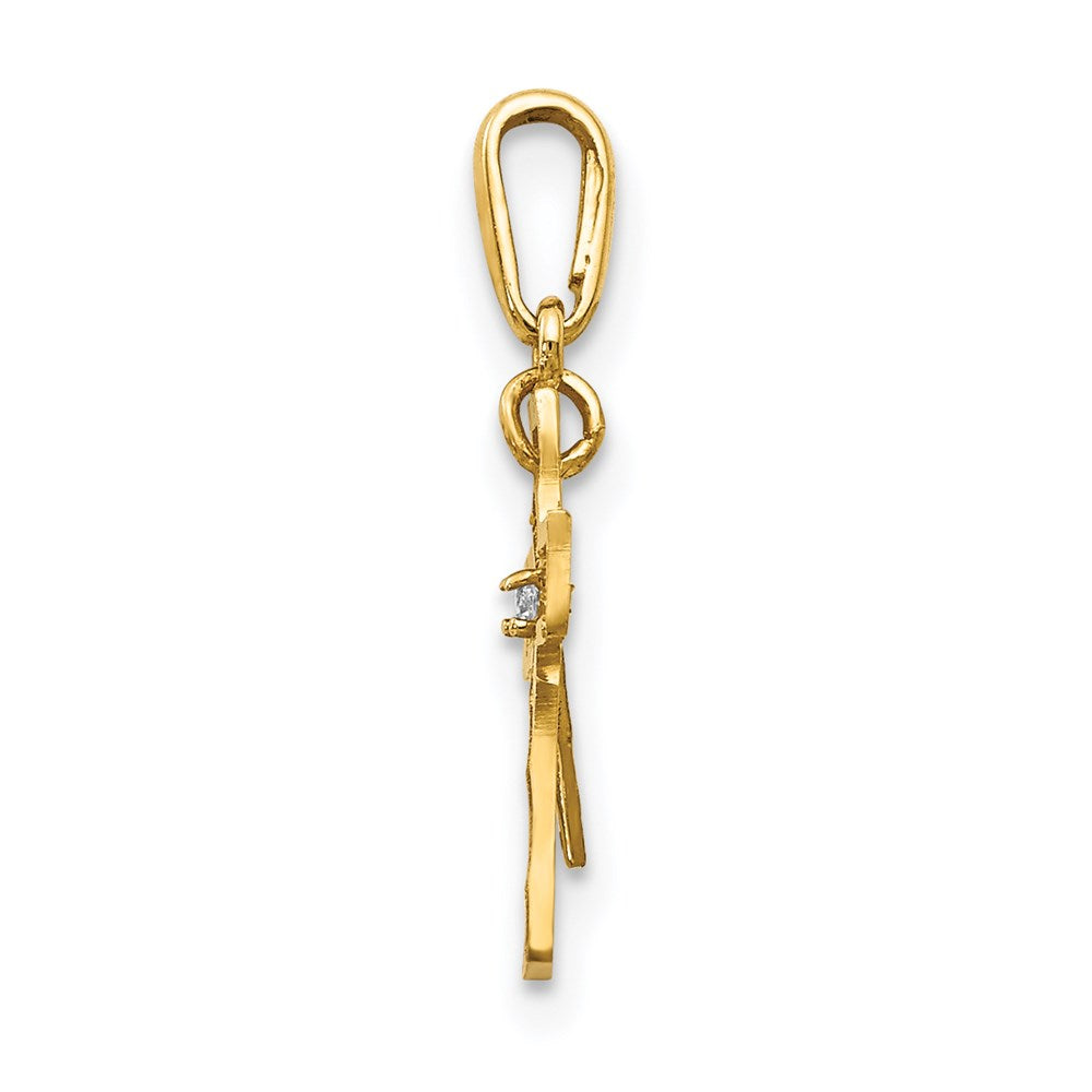 14k CZ Diamond-cut Cross Pendant