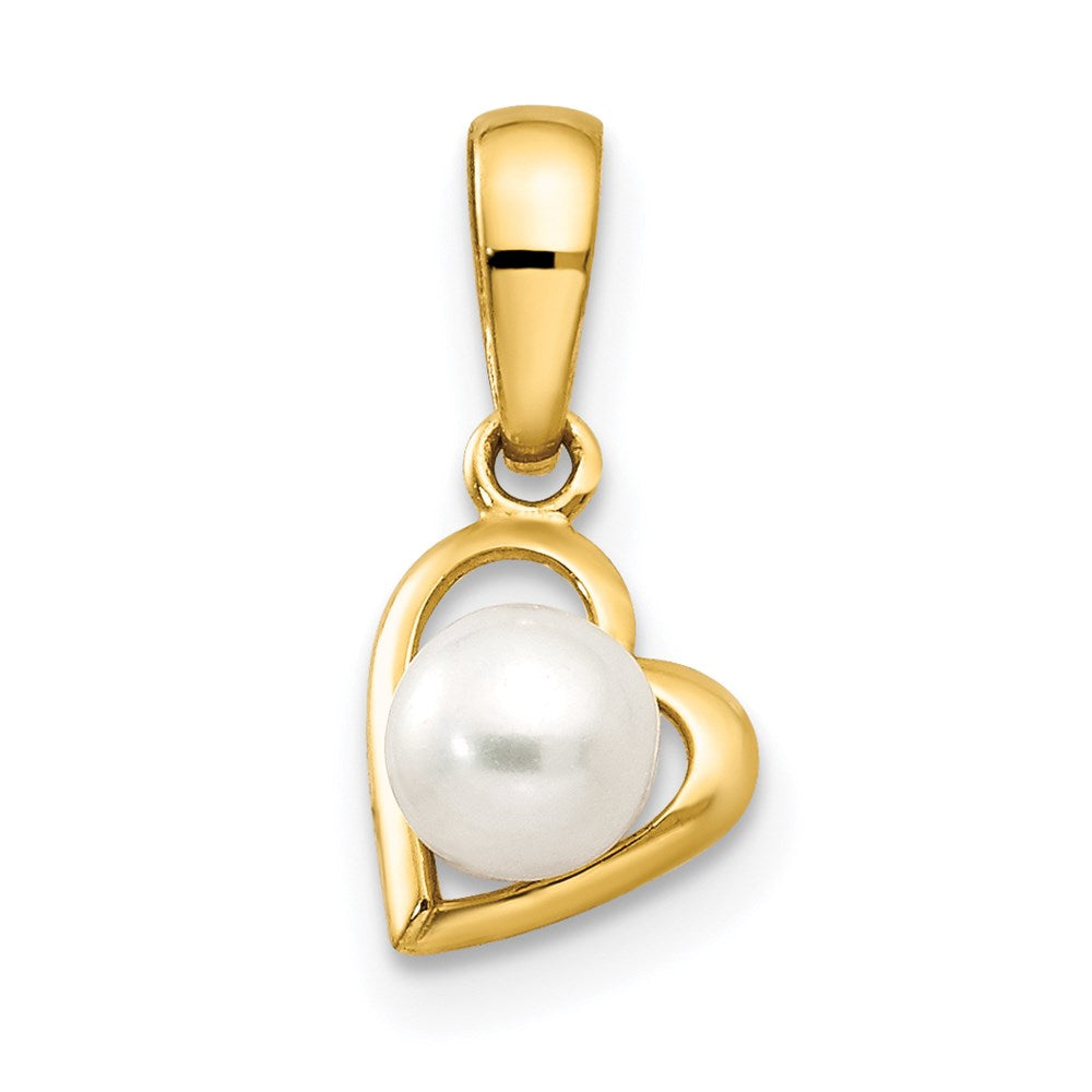 14k Freshwater Cultured Pearl in Heart Pendant