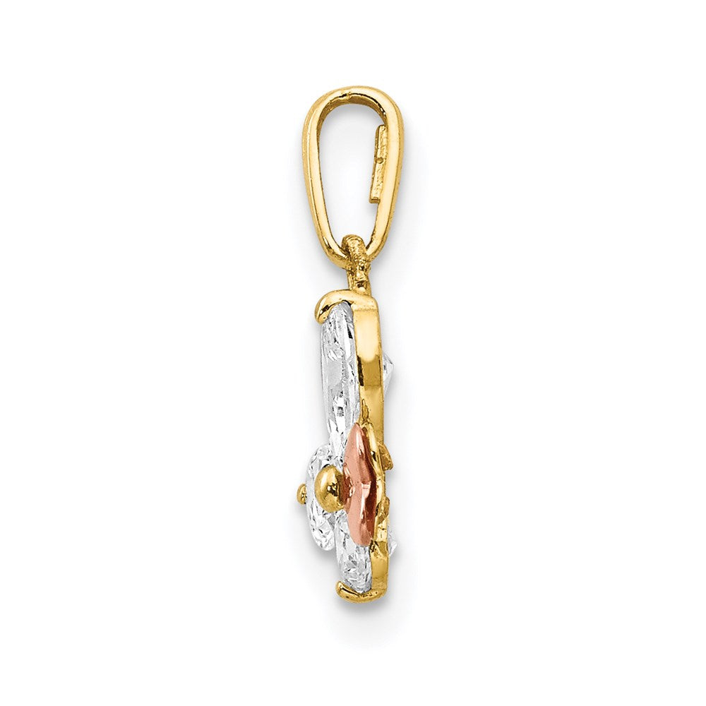 14k Yellow and Rose Gold CZ Butterfly Pendant