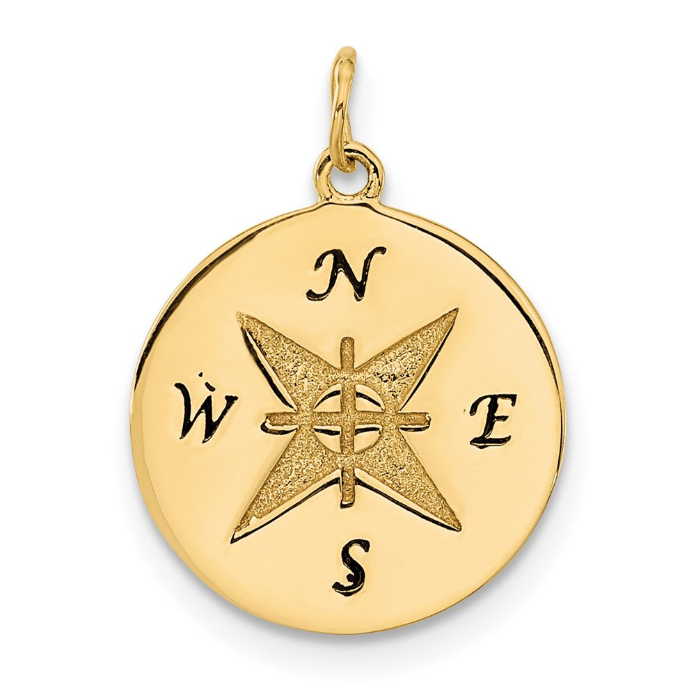 14k Antiqued Compass Engravable Disc Pendant