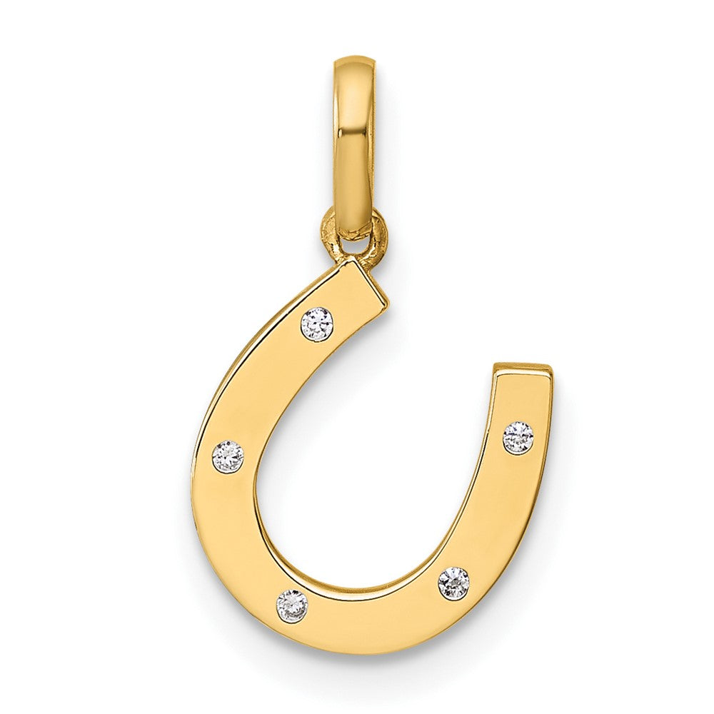 14k CZ Horseshoe Pendant