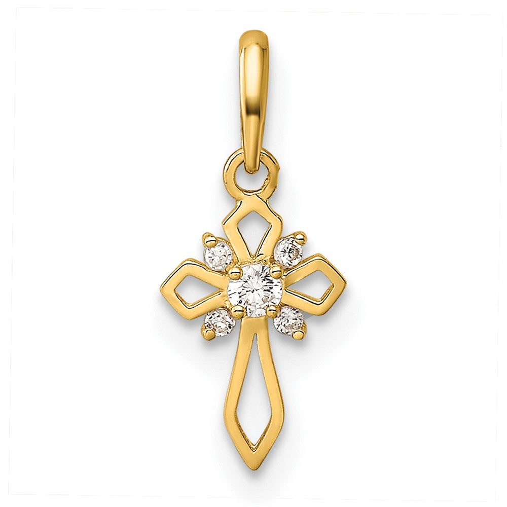 14k Fancy CZ Cross Childrens Pendant