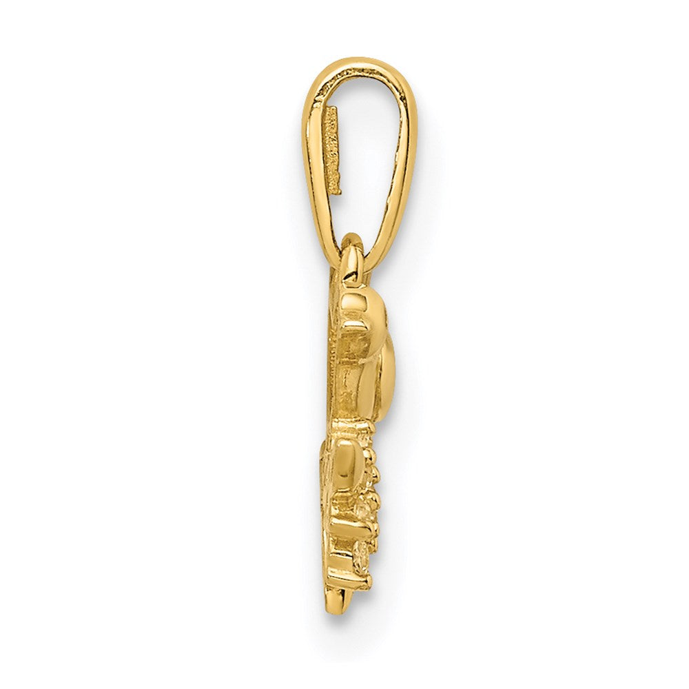 14K Bird on a Branch CZ Pendant