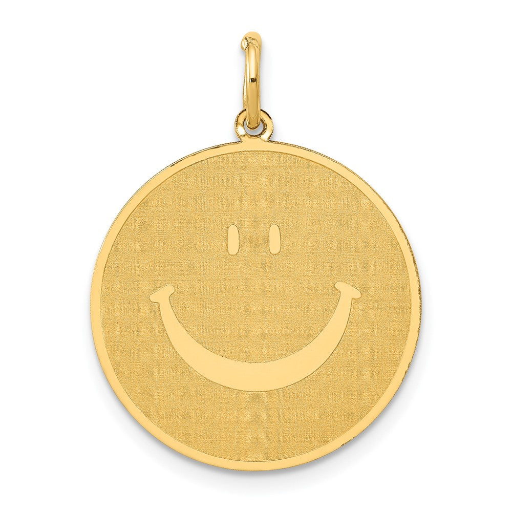 14k Solid Polished Smiley Face Pendant