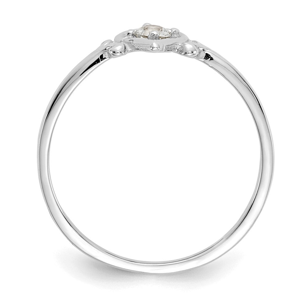 14K White Gold Round Aquamarine Birthstone Heart Ring