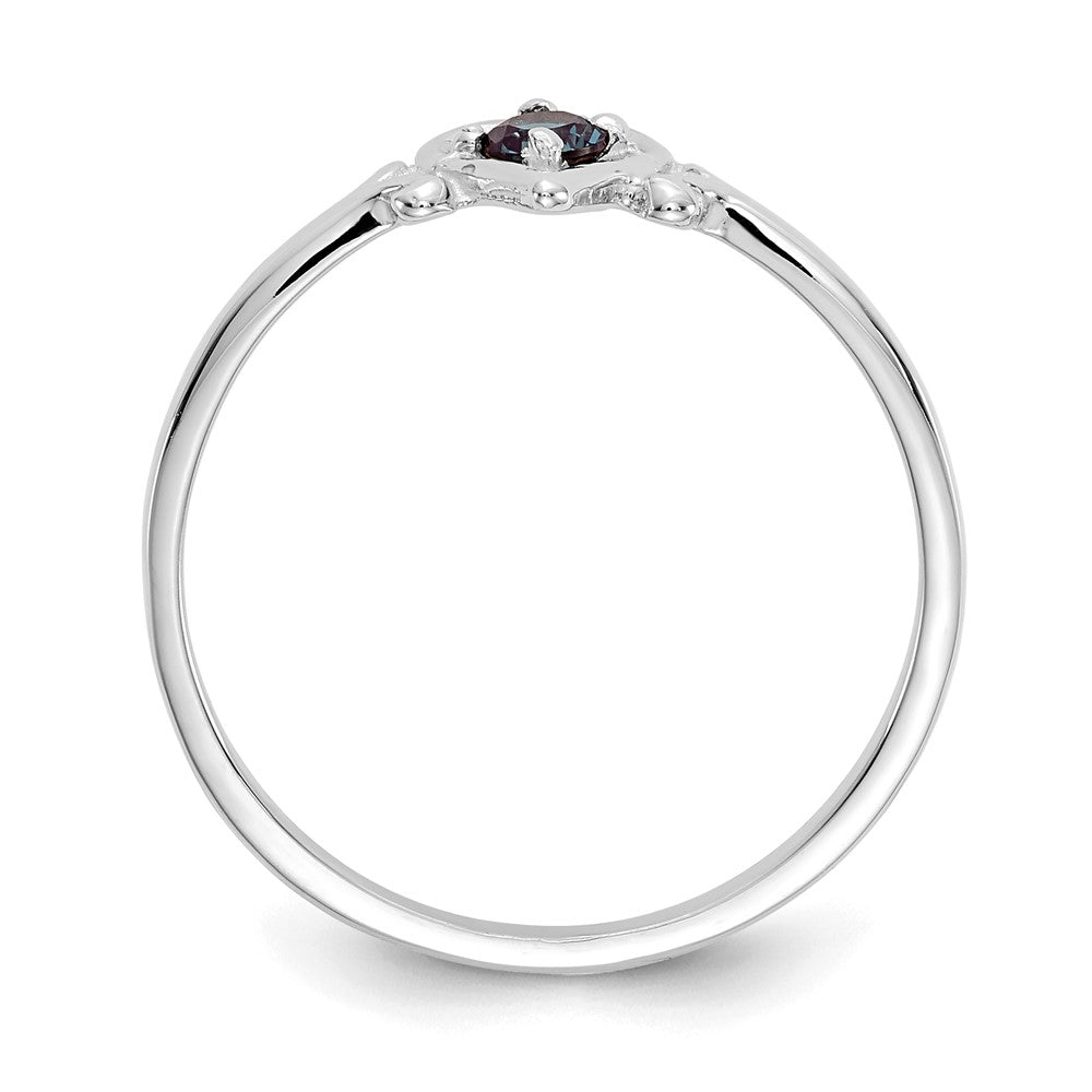 14K White Gold Round Lab Created Alexandrite Birthstone Heart Ring