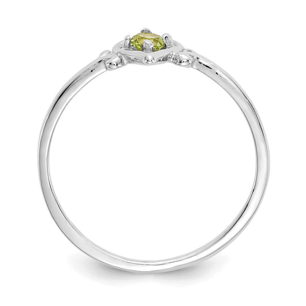 14K White Gold Round Peridot Birthstone Heart Ring