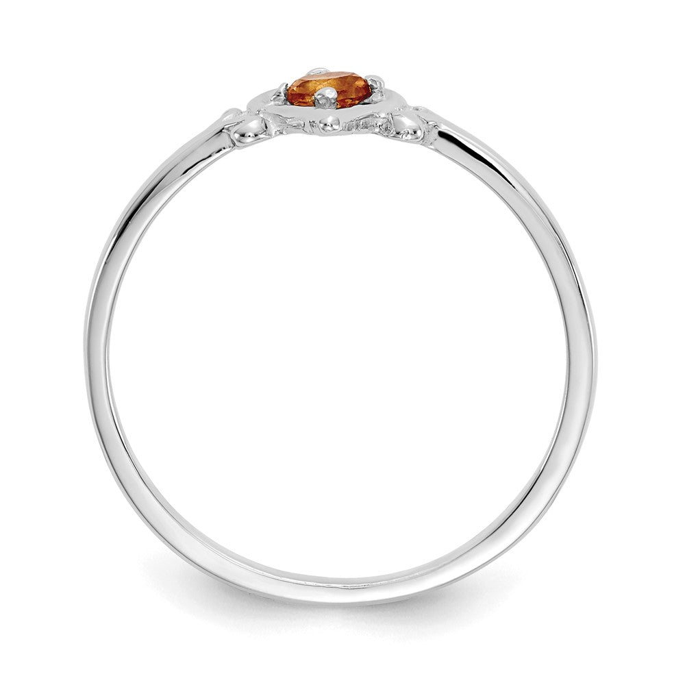 14K White Gold Round Citrine Birthstone Heart Ring
