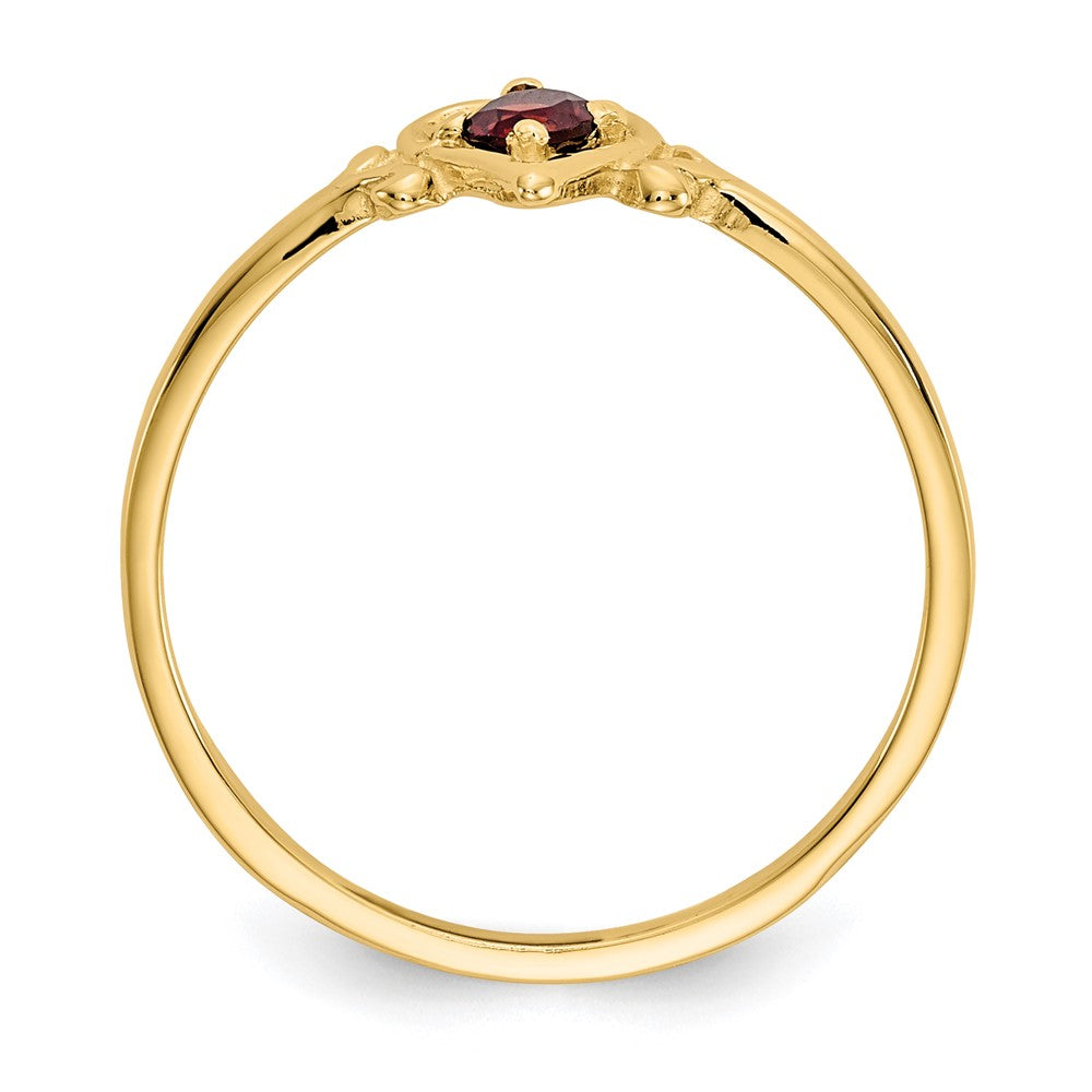 14k Round Garnet Birthstone Heart Ring