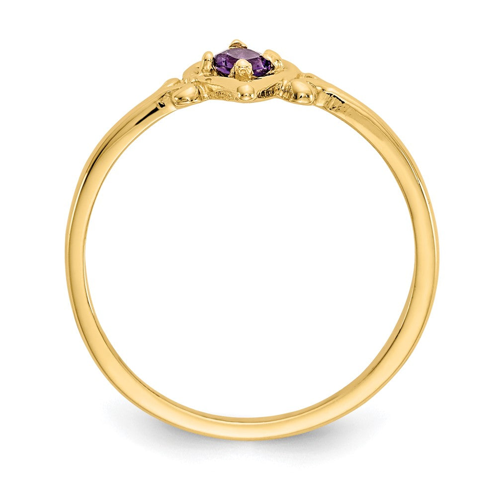 14k Round Amethyst Birthstone Heart Ring