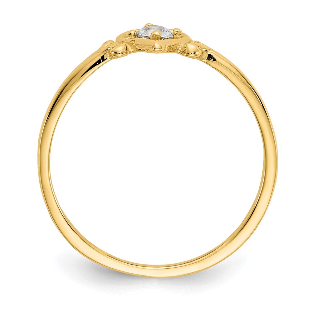 14k Round Aquamarine Birthstone Heart Ring
