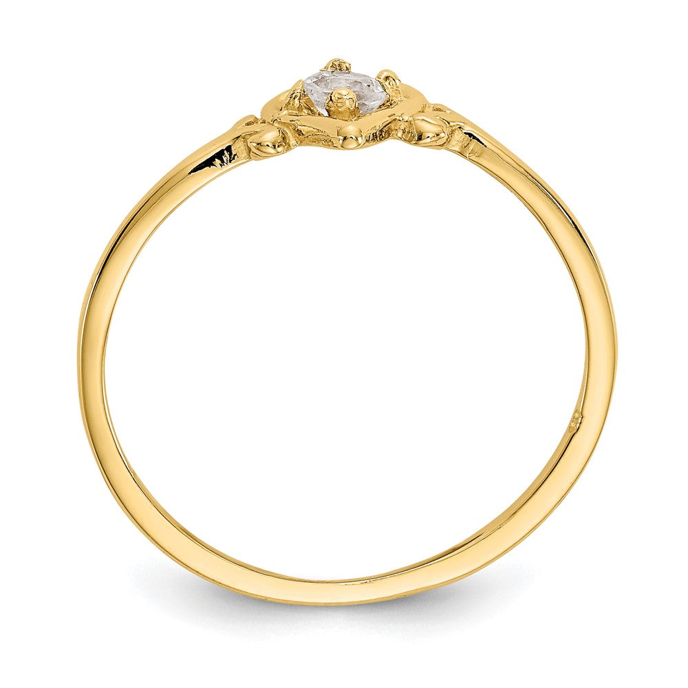 14k Round White Topaz Birthstone Heart Ring