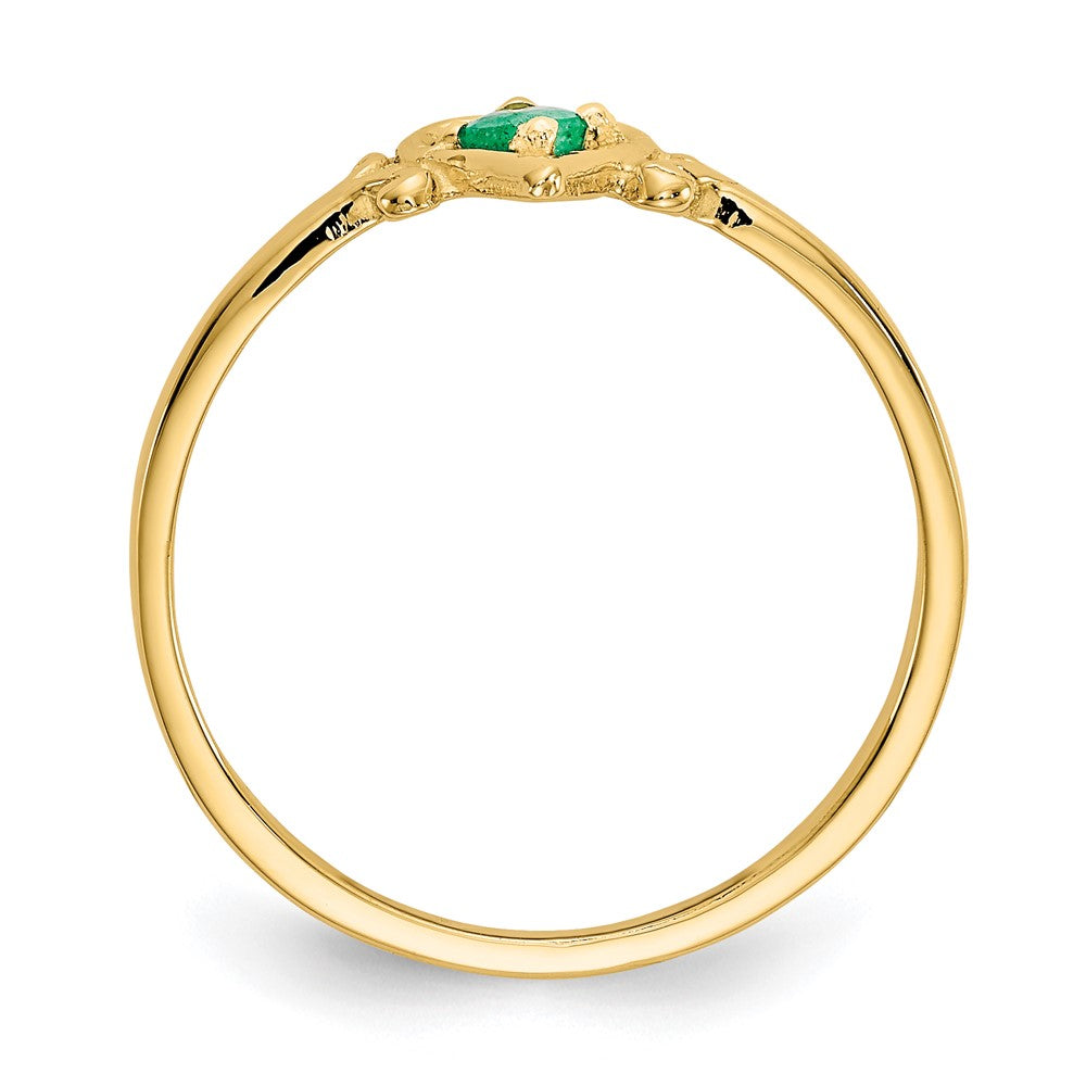 14k Round Emerald Birthstone Heart Ring