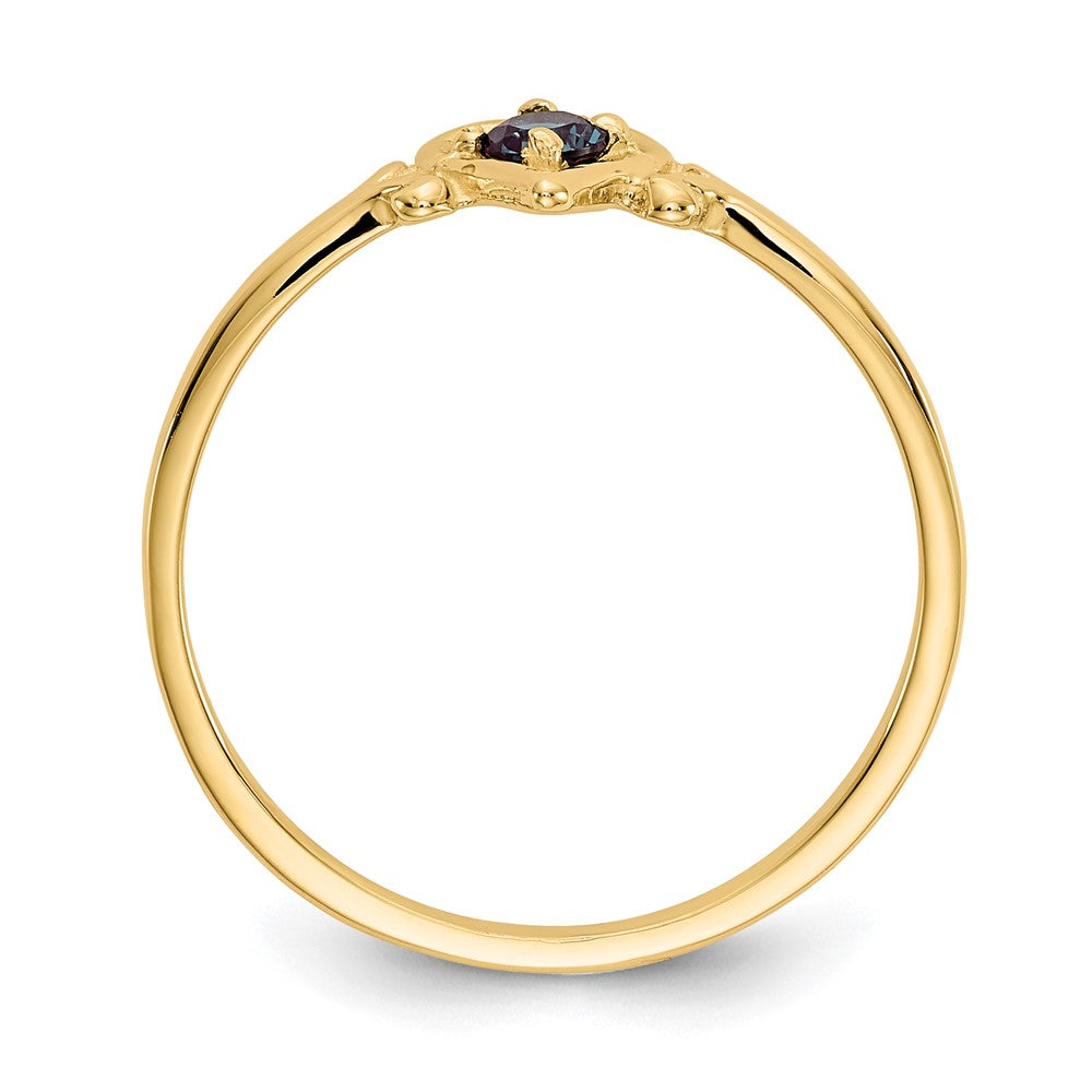 14k Round Lab Created Alexandrite Birthstone Heart Ring