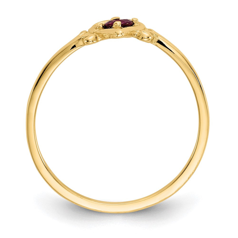 14k Round Ruby Birthstone Heart Ring